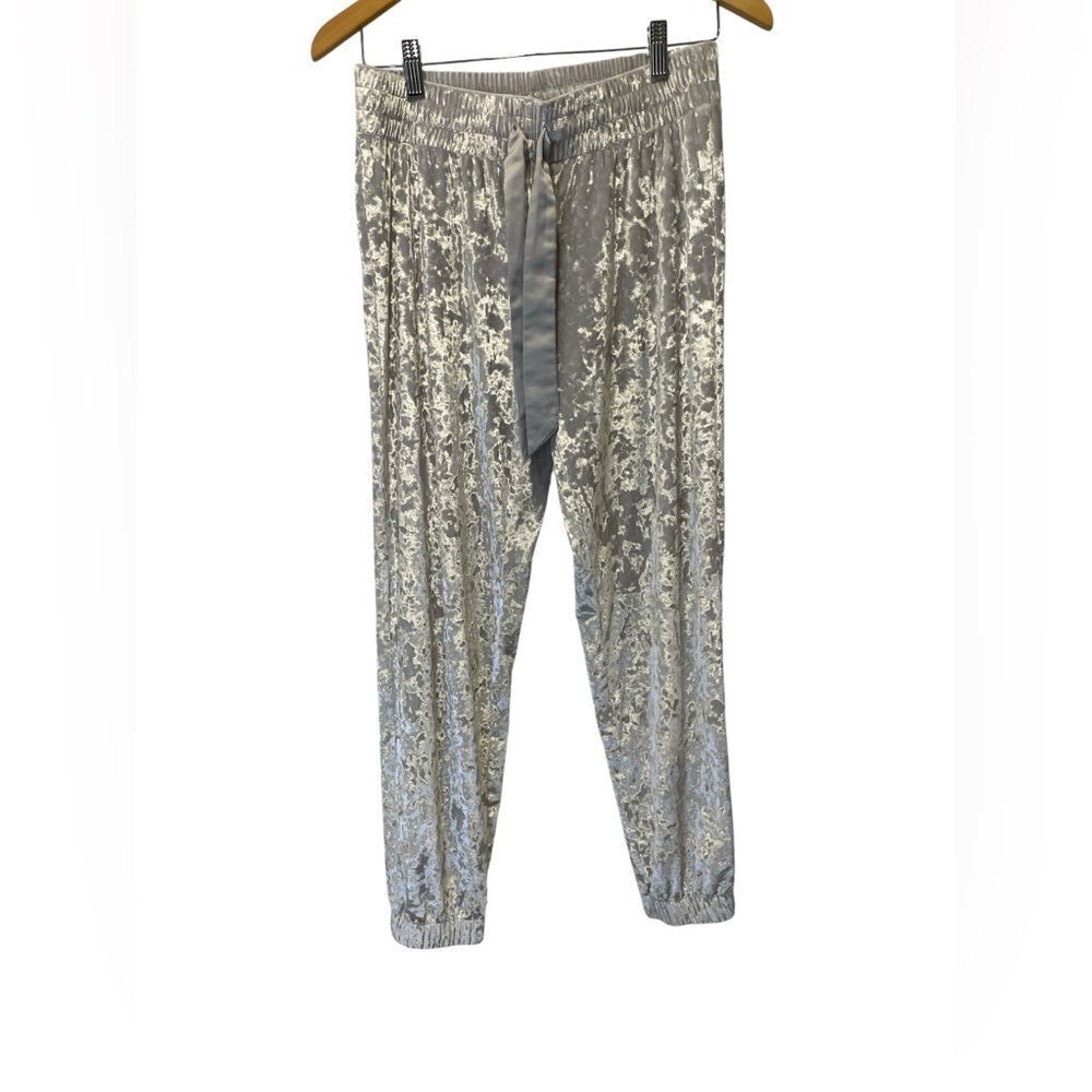 Victoria’s Secret Service Silver Crushed Velvet Joggers Lounge pajamas size S